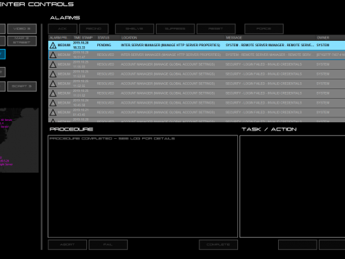 Operator left console display (alarm and procedure management)